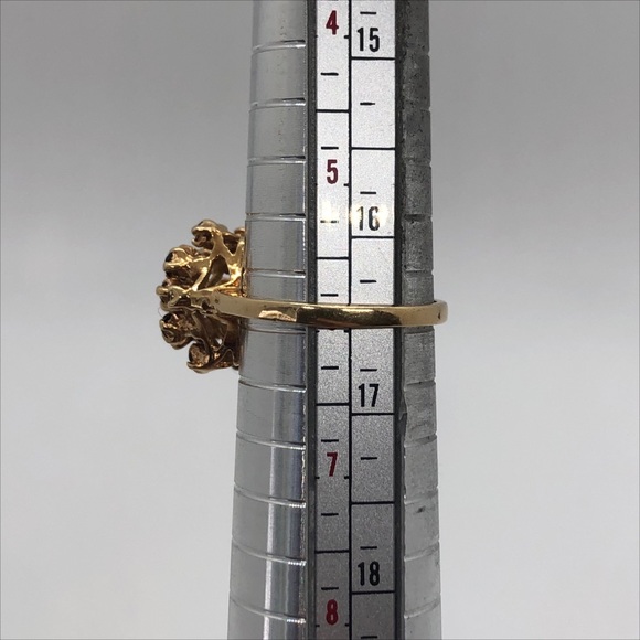 14k Yellow Gold Garnet mid century crown ring sz 6 - Picture 8 of 9